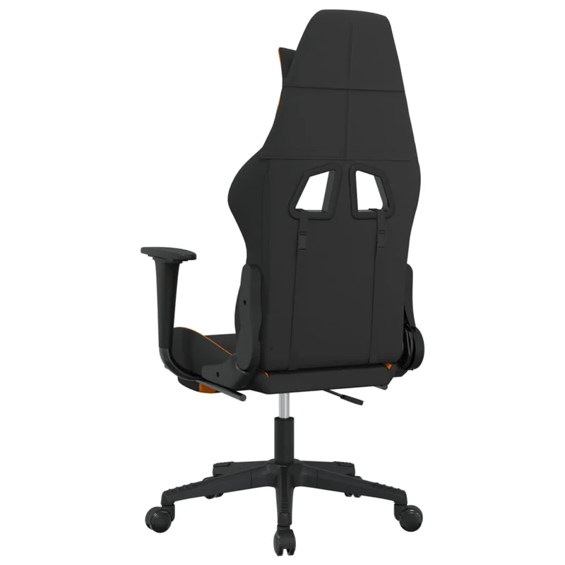 Fauteuil de bureau chaise gaming sur roulettes avec repose-pied en tissu noir et orange DEC025788