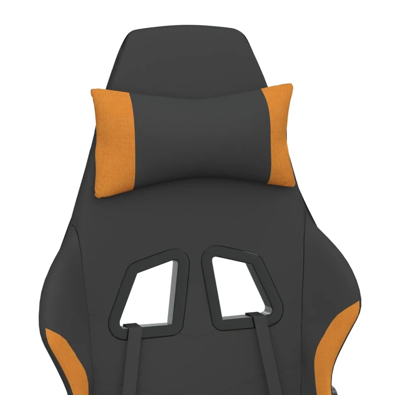 Fauteuil de bureau chaise gaming sur roulettes avec repose-pied en tissu noir et orange DEC025788