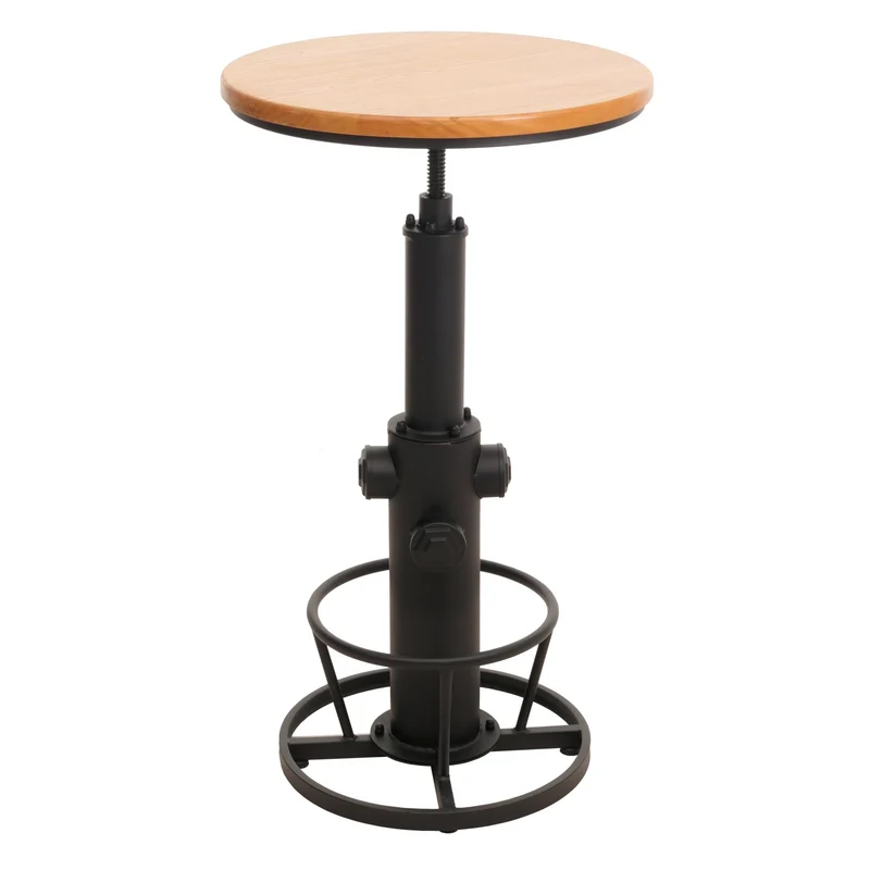 2x tabourets de bar avec table de bar rotatif design industriel en bois naturel et métal 04_0006769
