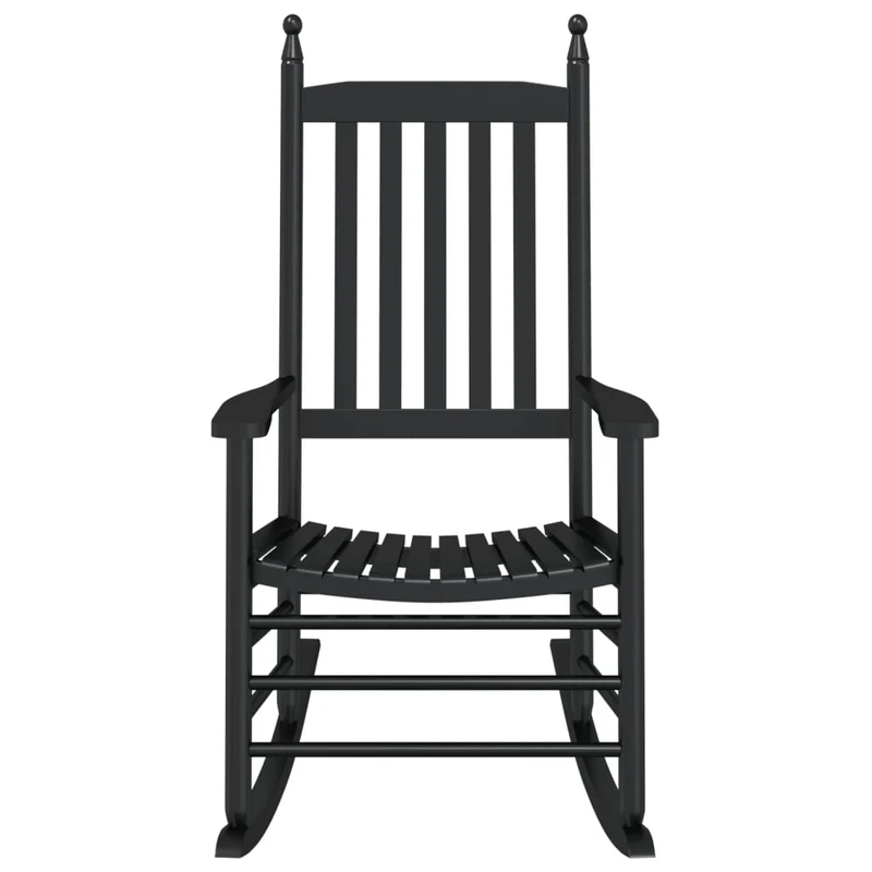 Fauteuil à bascule d'allaitement rembourré relax pour salon avec siège incurvé en bois noir DEC028856