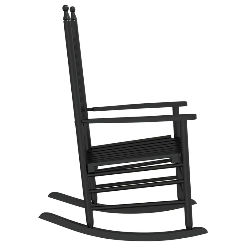 Fauteuil à bascule d'allaitement rembourré relax pour salon avec siège incurvé en bois noir DEC028856