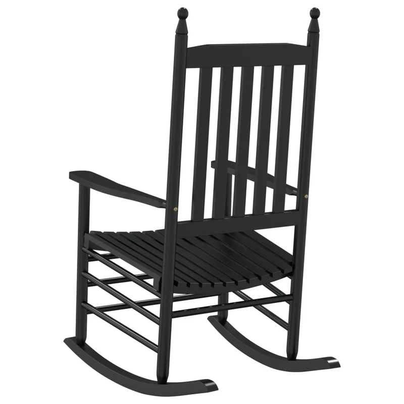 Fauteuil à bascule d'allaitement rembourré relax pour salon avec siège incurvé en bois noir DEC028856