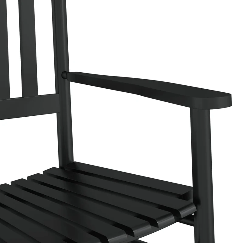 Fauteuil à bascule d'allaitement rembourré relax pour salon avec siège incurvé en bois noir DEC028856