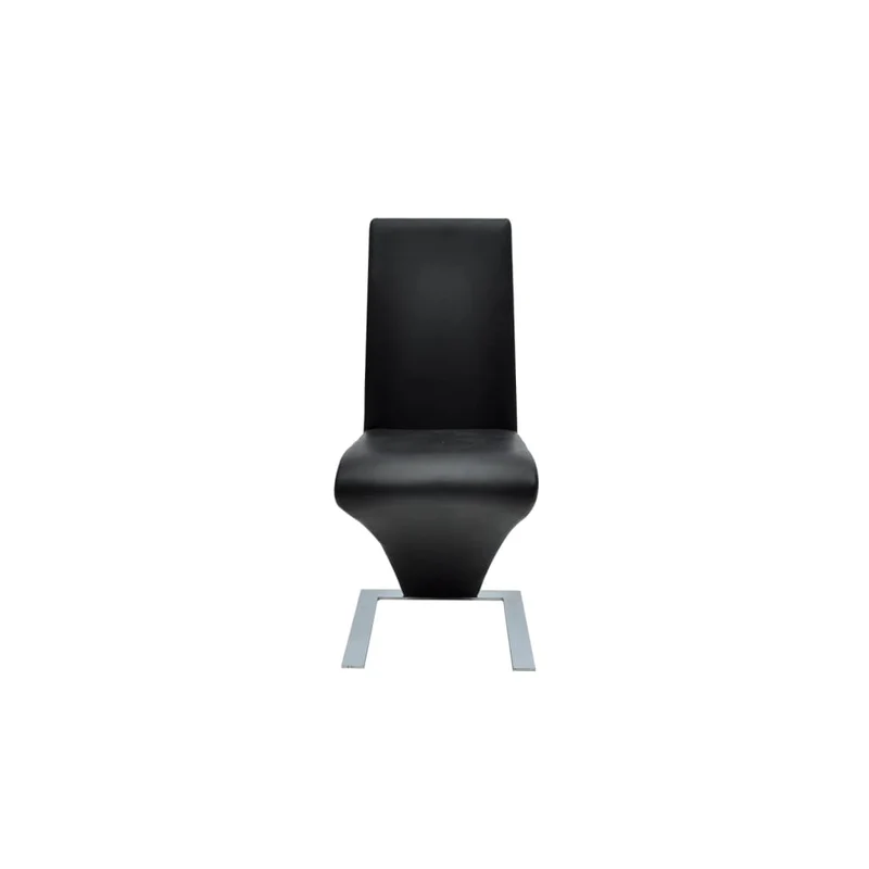 Set de 4 chaises de salle à manger design moderne forme en zigzag en PVC noir DEC025644