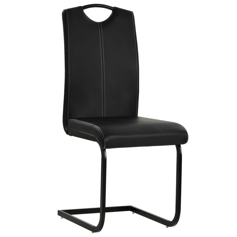 Lot de 4 chaises de salle à manger cuisine cantilever style moderne en synthétique noir CDS021418