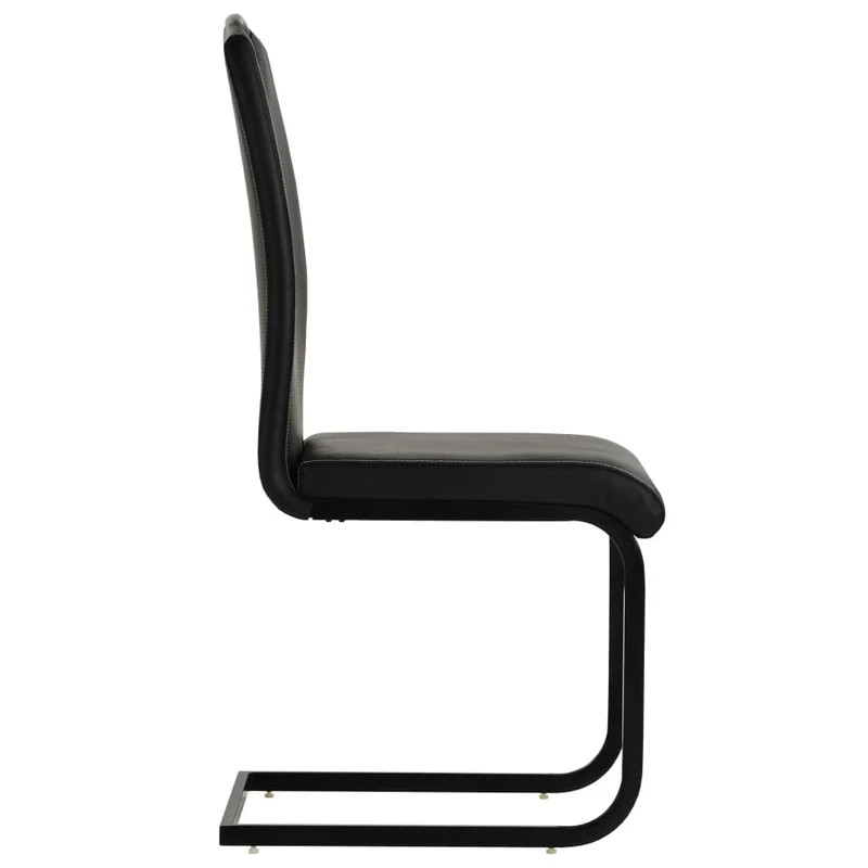 Lot de 4 chaises de salle à manger cuisine cantilever style moderne en synthétique noir CDS021418