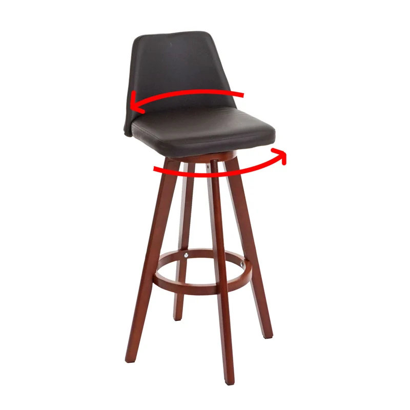 Lot de 2 tabourets de bar chaises comptoir rotatif en PVC marron et bois 04_0007456