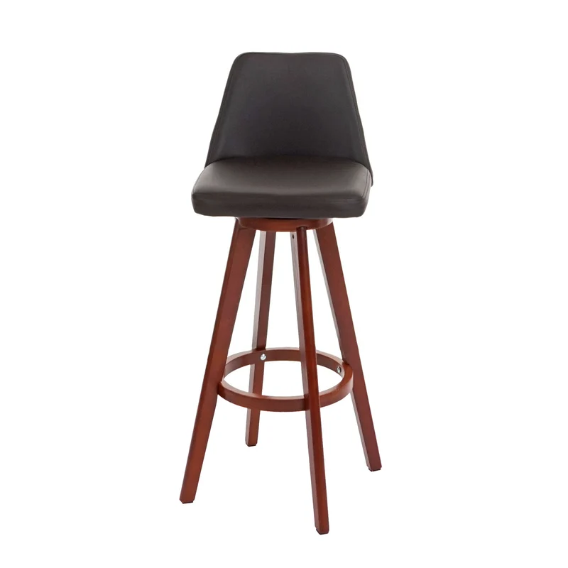 Lot de 2 tabourets de bar chaises comptoir rotatif en PVC marron et bois 04_0007456