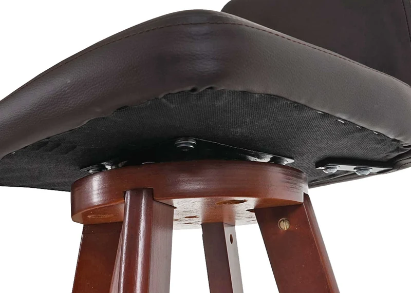 Lot de 2 tabourets de bar chaises comptoir rotatif en PVC marron et bois 04_0007456