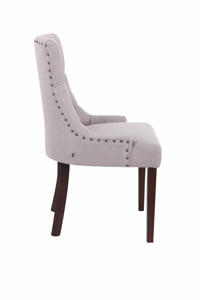 Lot de 2 chaises de salle à manger avec boutons décoratives assise en tissu gris pieds foncés 10_0001518