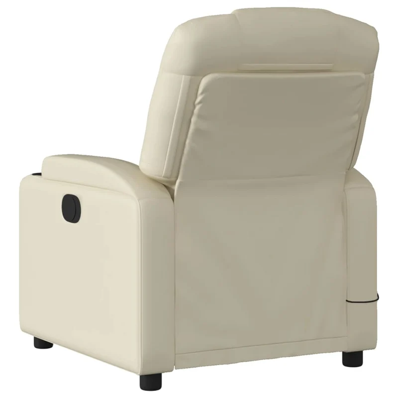 Fauteuil de relaxation TV fonction massage inclinable électrique 6 points de massage en PVC crème DEC027144