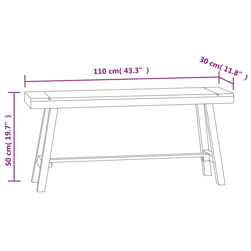 Banc design rustique 110 cm assise en bois massif de teck brun DEC024983