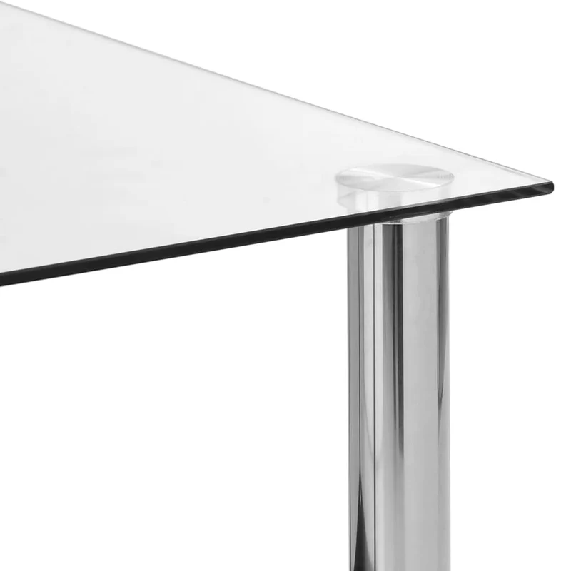 Table d'appoint meuble de salon 45 x 50 x 45 cm verre trempé transparent et acier DEC032544