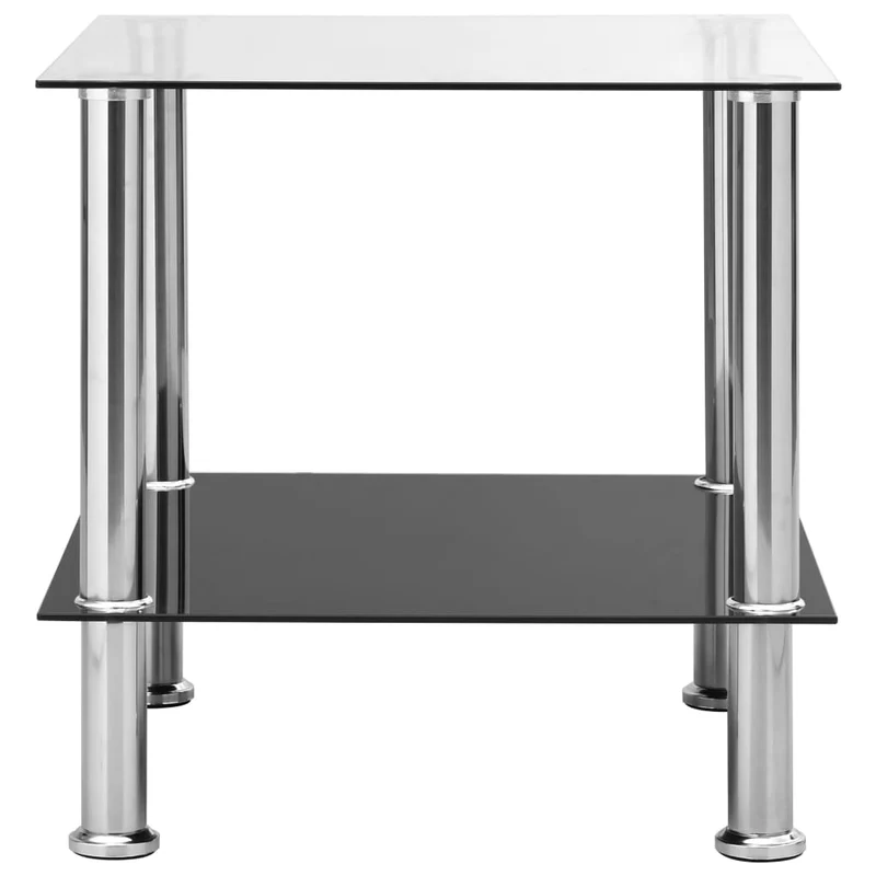 Table d'appoint meuble de salon 45 x 50 x 45 cm verre trempé transparent et acier DEC032544