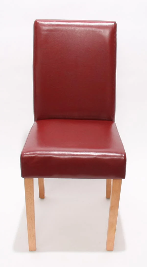 Lot de 6 chaises de salle à manger cuisine en synthétique rouge pieds en bois clair design moderne 04_0000710