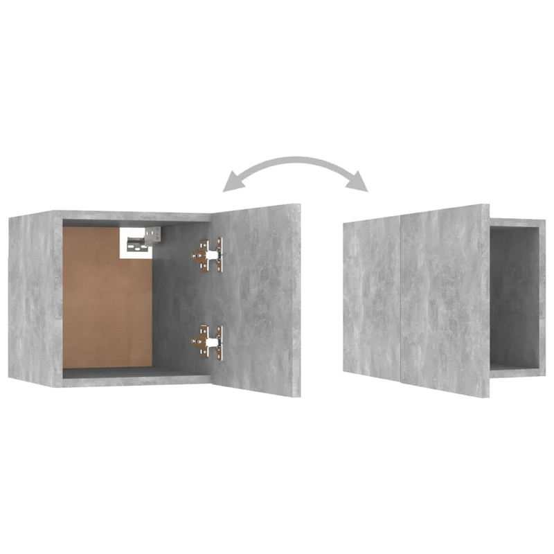 Lot de 2 tables de chevet murale avec compartiment avec porte 30,5 x 30 x 30cm bois d'ingénierie gris DEC035896