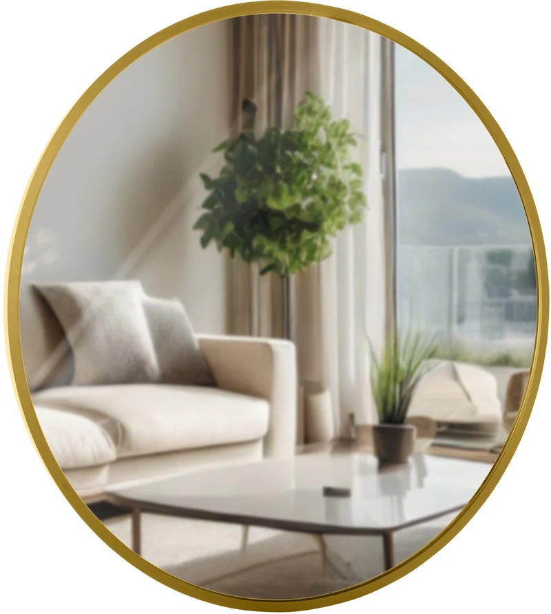 Miroir mural rond en métal doré diamètre 45 cm 10_0008598