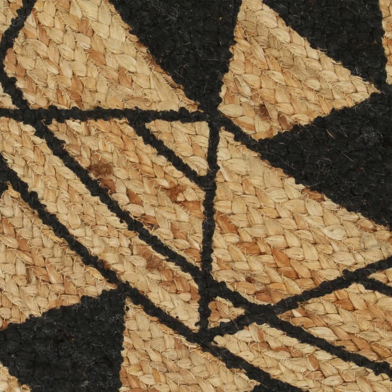 Tapis fait à la main Jute avec imprimé noir 90 cm DEC023493