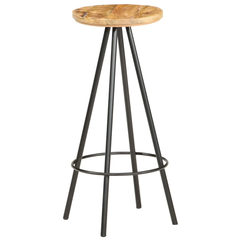 Lot de 4 tabourets de bar chaises hautes en bois de manguier et fer DEC029908