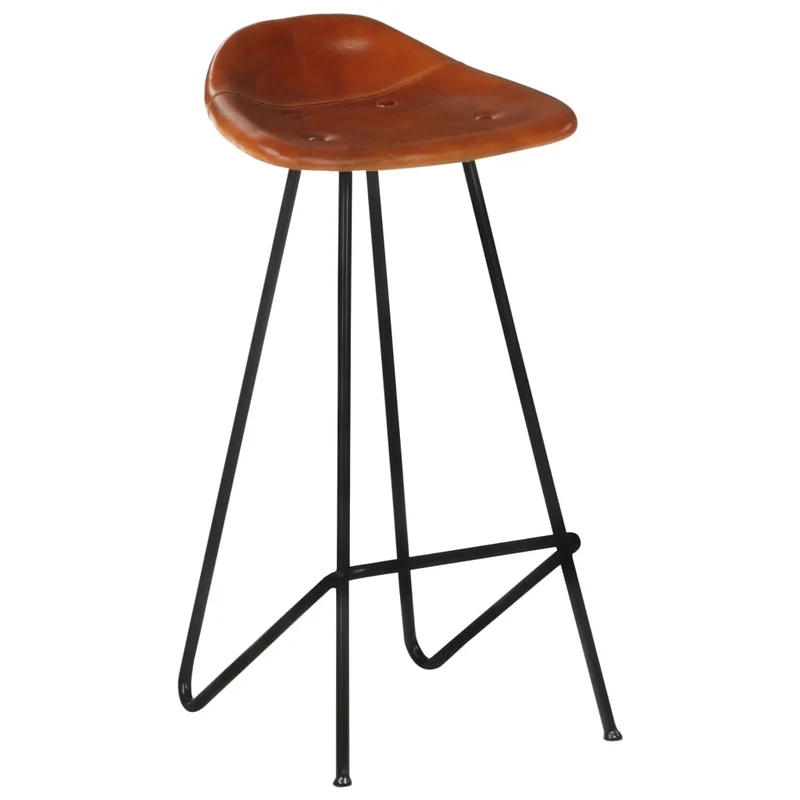 Lot de 2 tabourets de bar chaises hautes en cuir véritable marron et fer DEC029761