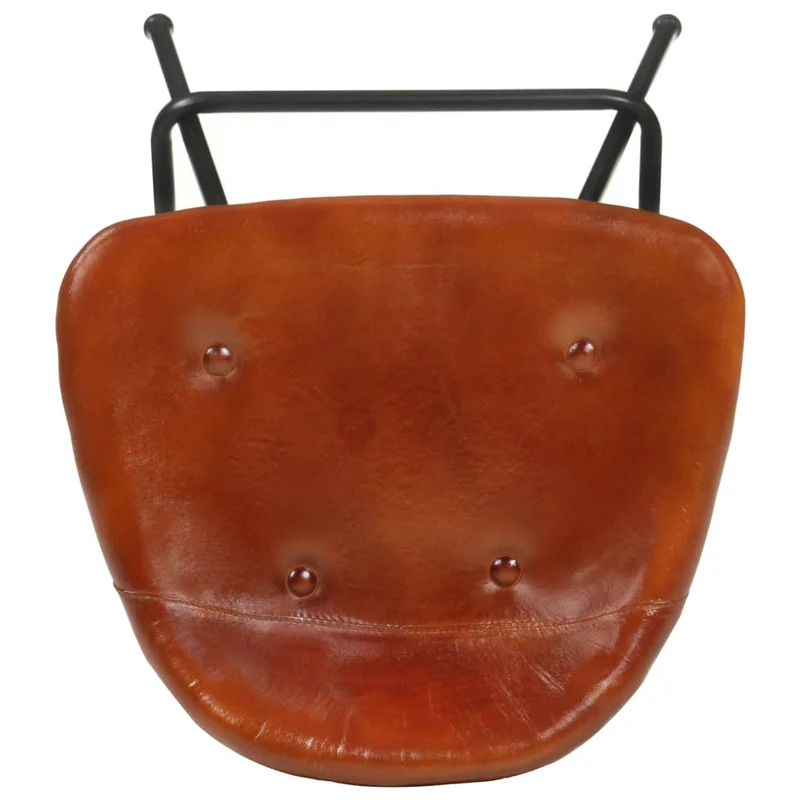 Lot de 2 tabourets de bar chaises hautes en cuir véritable marron et fer DEC029761