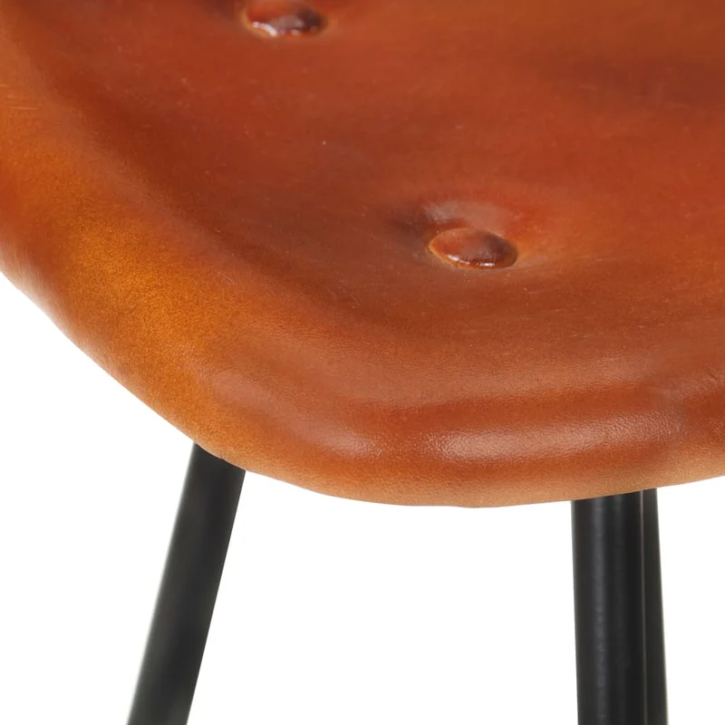 Lot de 2 tabourets de bar chaises hautes en cuir véritable marron et fer DEC029761