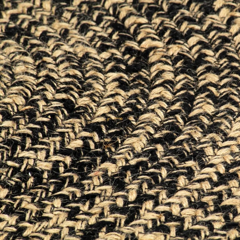 Tapis fait à la main Jute Noir et naturel 90 cm DEC023520