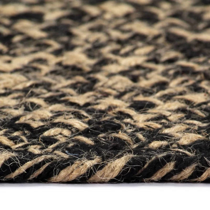 Tapis fait à la main Jute Noir et naturel 90 cm DEC023520