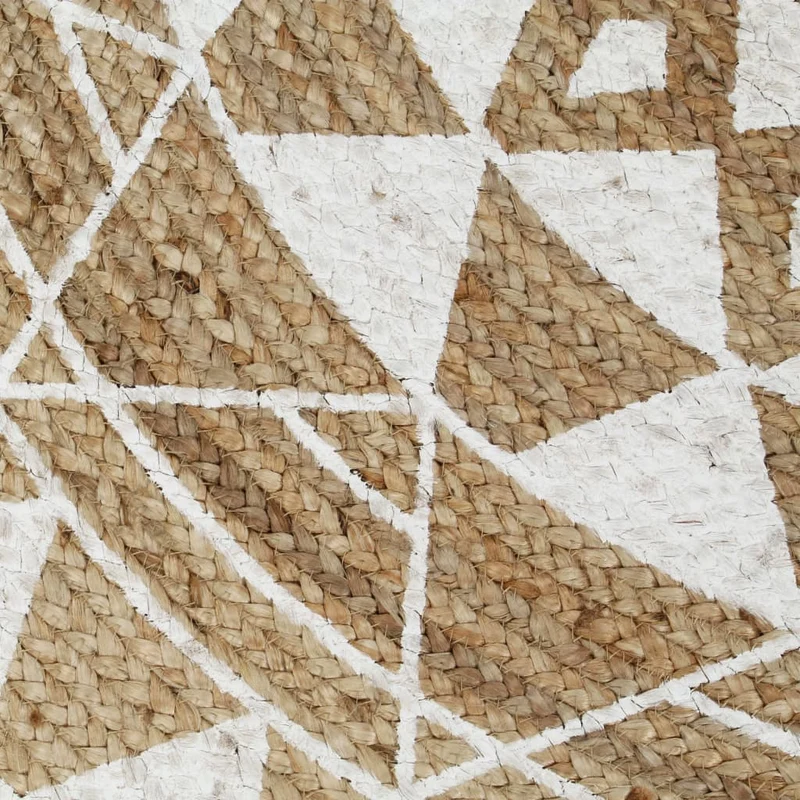 Tapis fait à la main Jute avec imprimé blanc 90 cm DEC023490