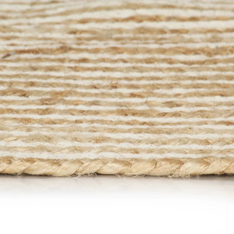 Tapis fait à la main Jute avec design de spirale Blanc 90 cm DEC023511