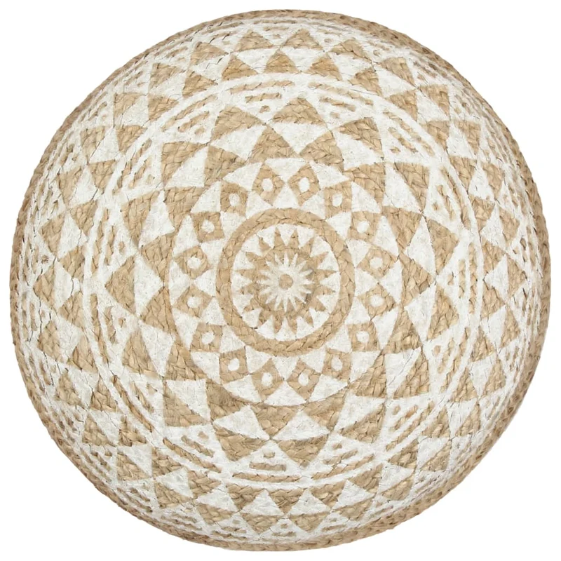 Pouf tabouret repose-pied fait à la main blanc 45 x 30 cm jute blanc DEC029973
