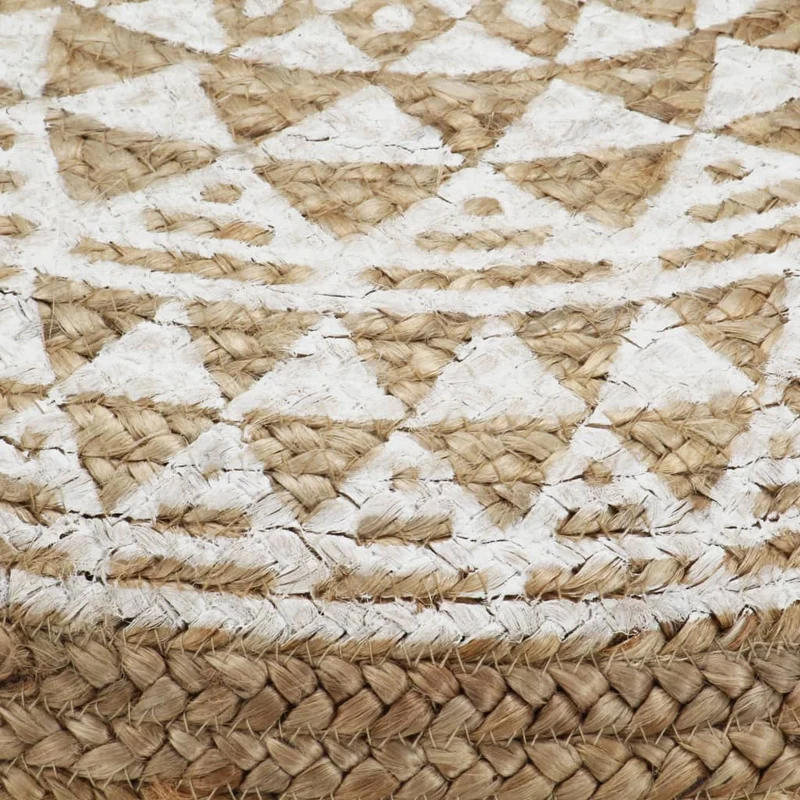 Pouf tabouret repose-pied fait à la main blanc 45 x 30 cm jute blanc DEC029973