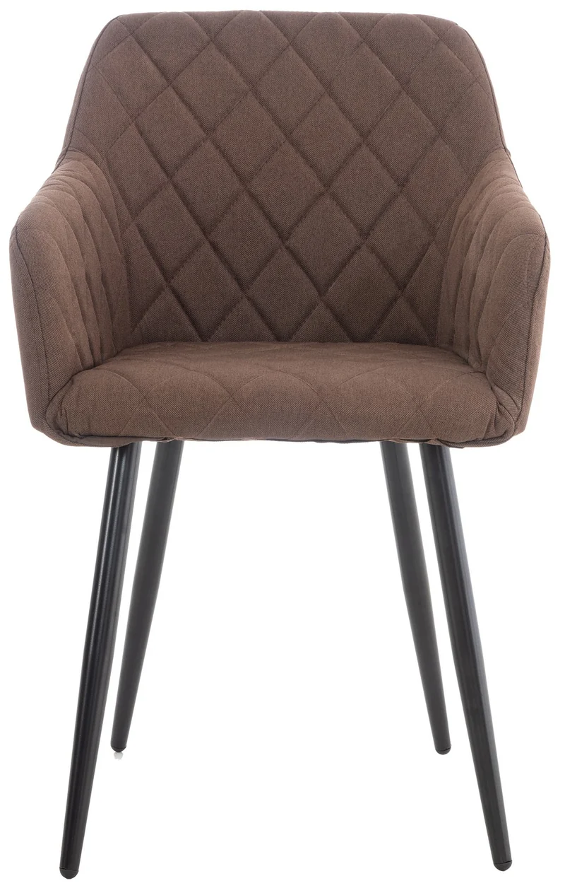 Chaise de salle à manger design retro coutures décoratives en losanges assise en tissu marron 10_0002109