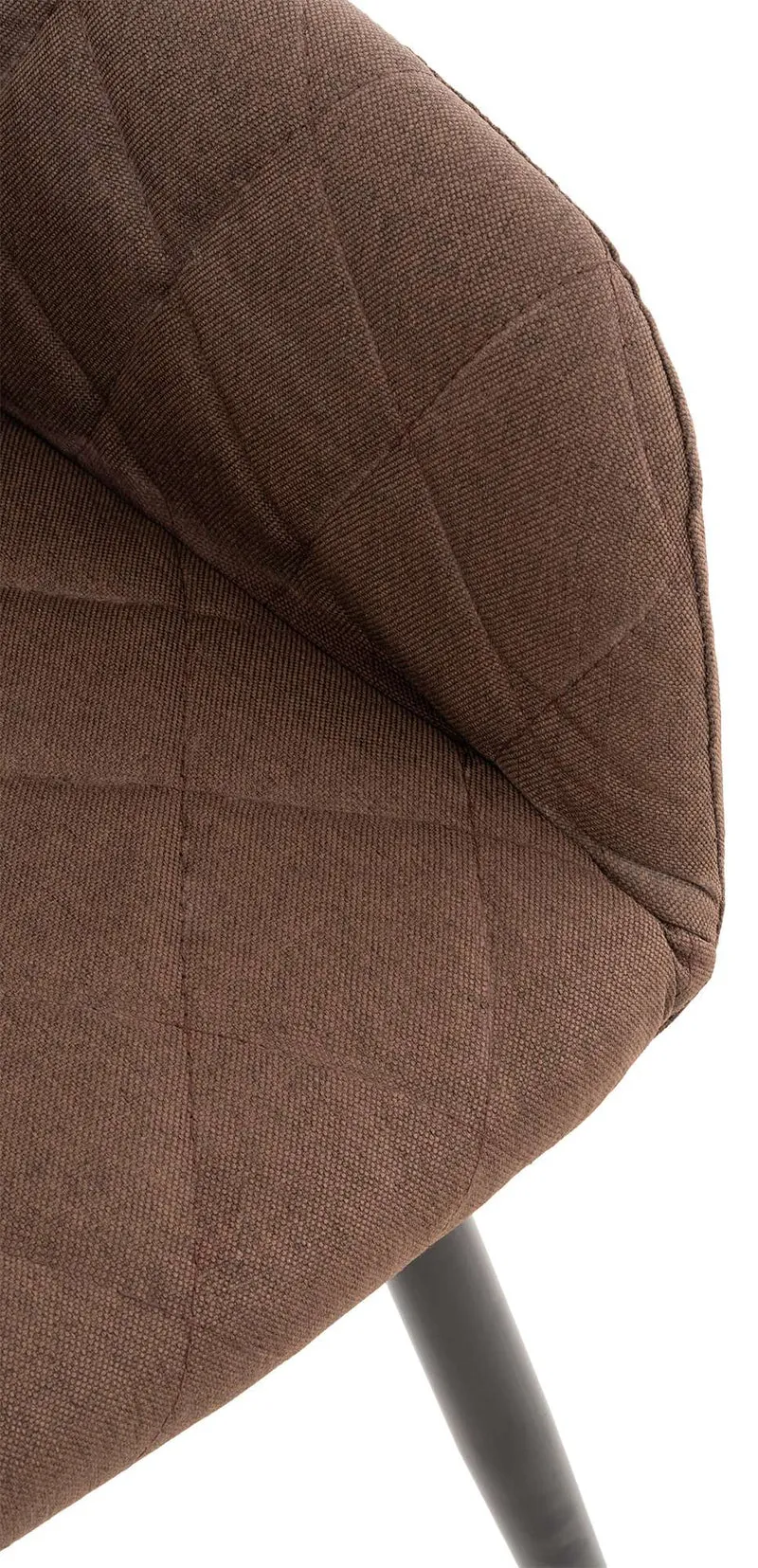 Chaise de salle à manger design retro coutures décoratives en losanges assise en tissu marron 10_0002109