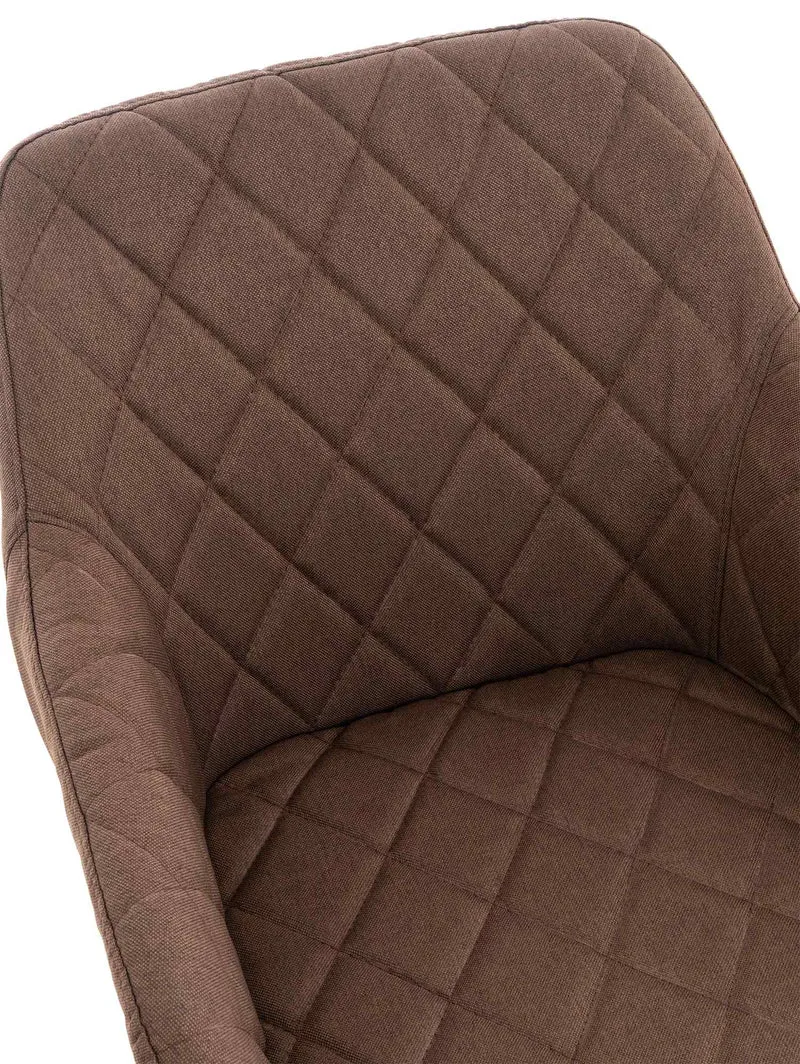 Lot de 2 chaises de salle à manger design retro coutures décoratives en losanges assise en tissu marron 10_0001564