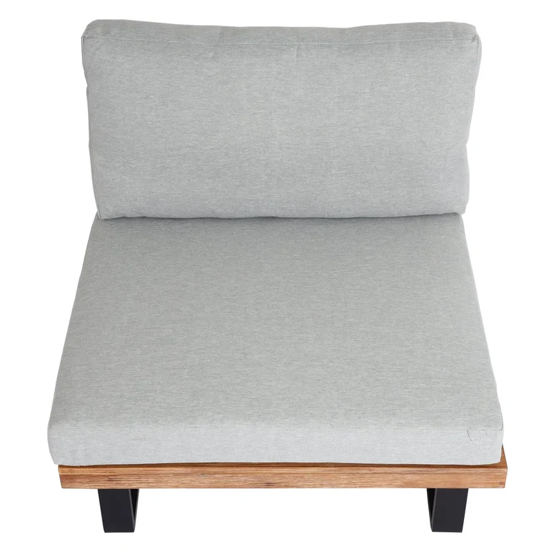 Lot de 2 fauteuils lounge jardin en bois d’acacia brun clair et aluminium coussins gris clair 04_0009399