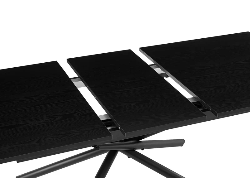 Table à manger table extensible structure en fer et plateau MDF extensible 160–200 x 90 cm finition effet pierre noir 04_0009290