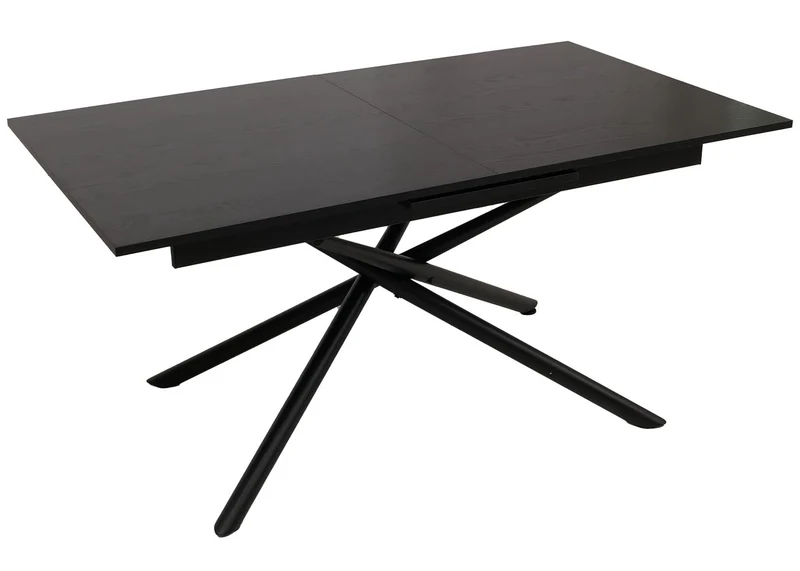 Table à manger table extensible structure en fer et plateau MDF extensible 160–200 x 90 cm finition effet pierre noir 04_0009290