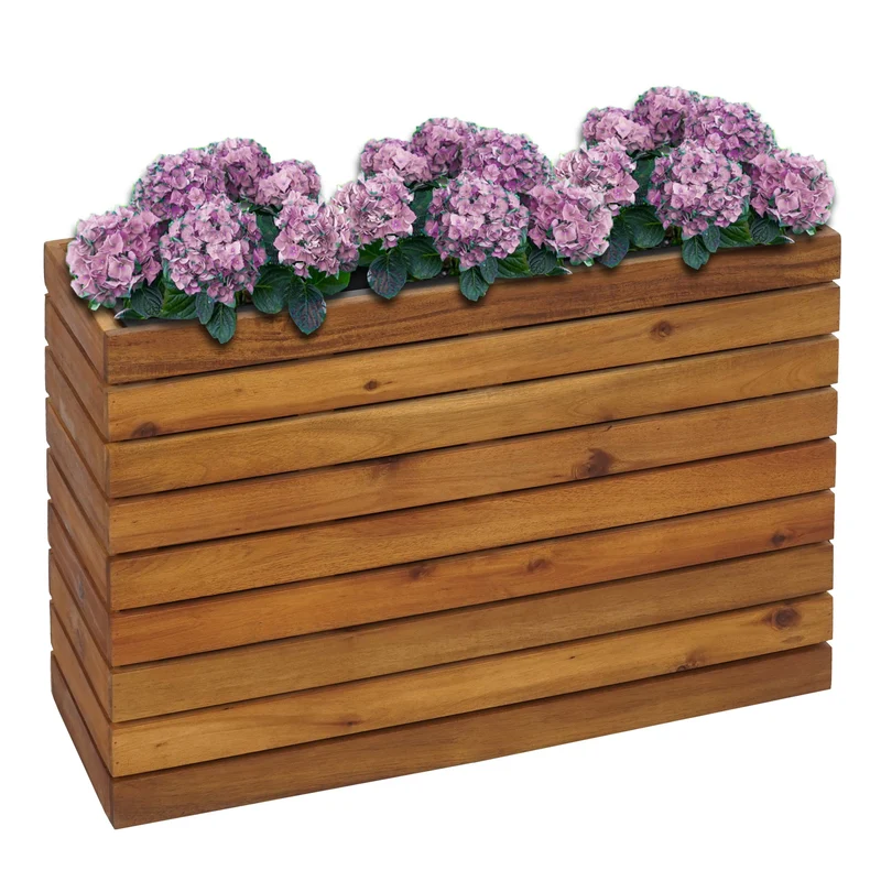 Jardinière cache-pot pot de fleur 41 x 63 x 23 cm extérieur bois d'acacia marron 04_0007214
