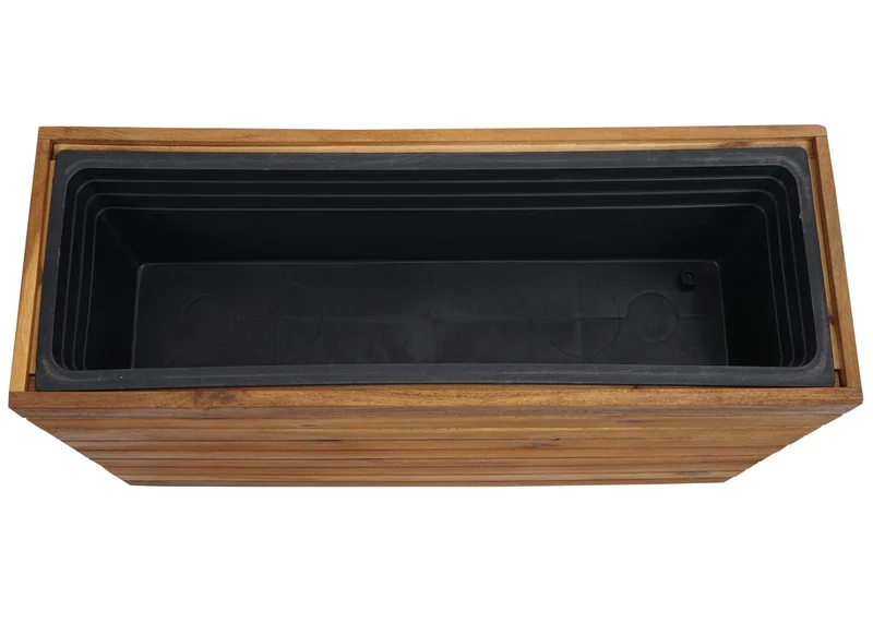 Jardinière cache-pot pot de fleur 41 x 63 x 23 cm extérieur bois d'acacia marron 04_0007214