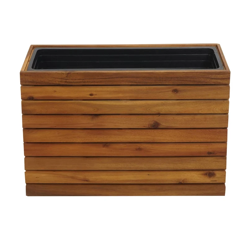 Jardinière cache-pot pot de fleur 41 x 63 x 23 cm extérieur bois d'acacia marron 04_0007214