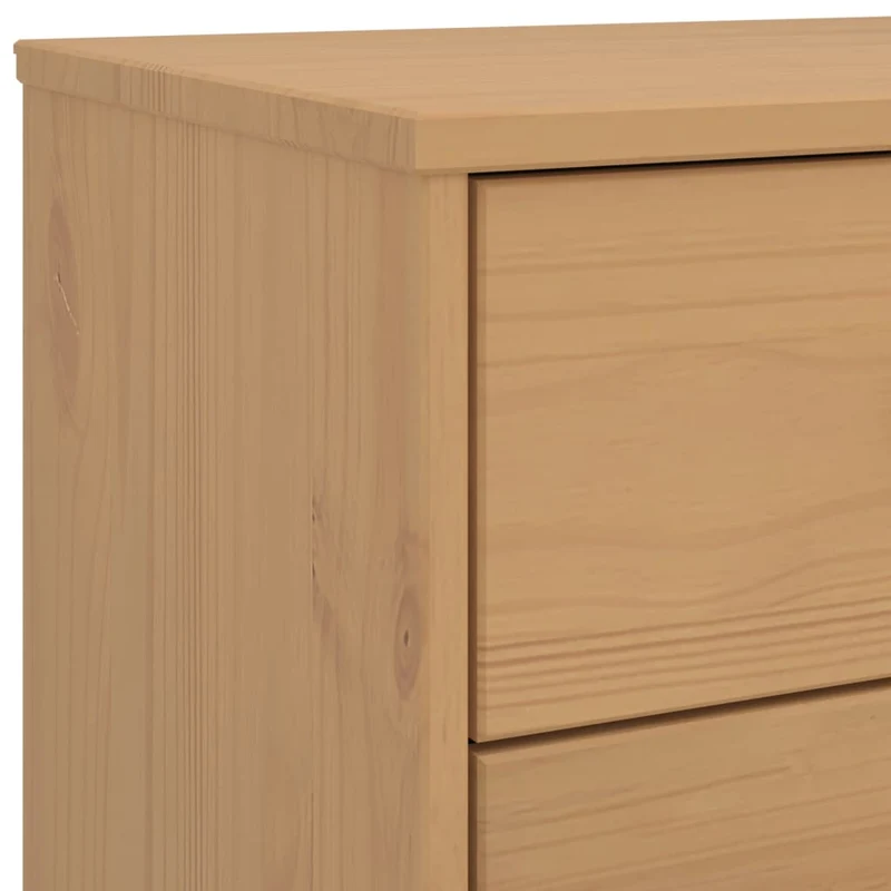 Table de chevet avec deux tiroirs 45 x 39 x 57 cm en bois de pin DEC034538