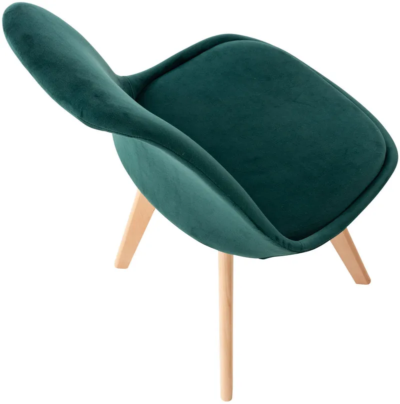 Lot de 4 chaises de salle à manger design scandinave en tissu velours vert pieds bois clair CDS10386