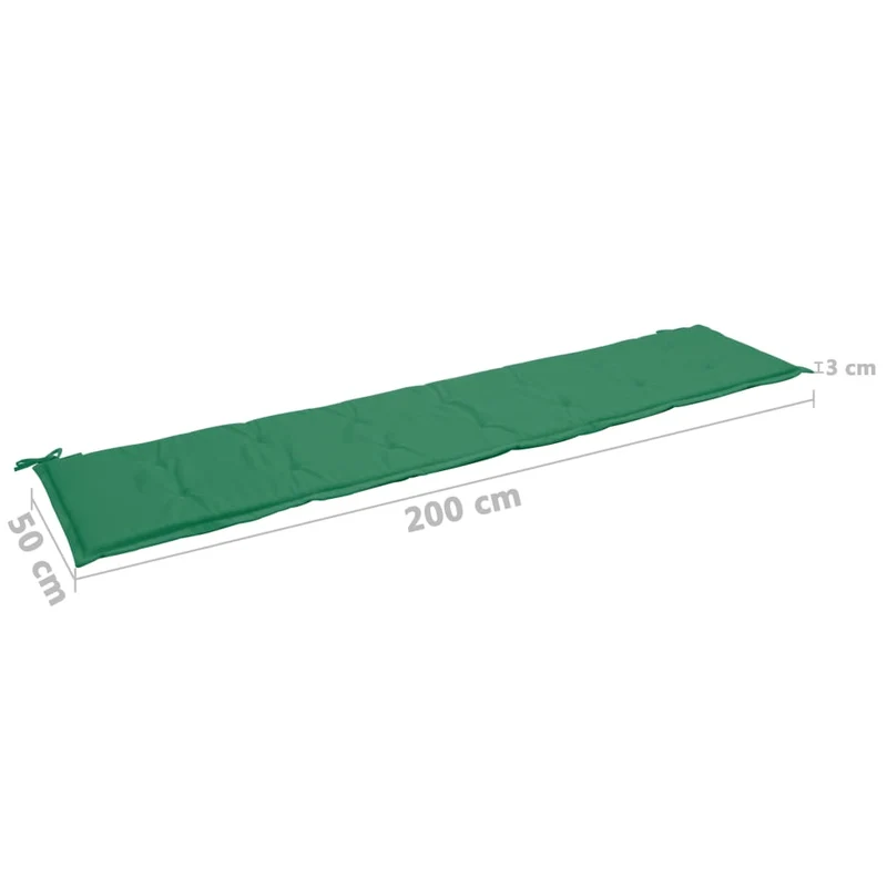 Coussin de banc de jardin résistant à l'eau 200 x 50 x 3 cm 100 % polyester vert DEC021736