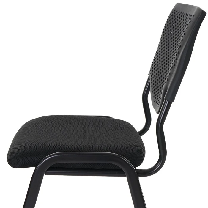Lot de 2 chaises ergonomique pour visiteur bureau noir pieds noirs BUR04048