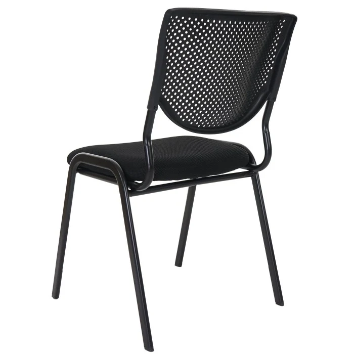 Lot de 2 chaises ergonomique pour visiteur bureau noir pieds noirs BUR04048