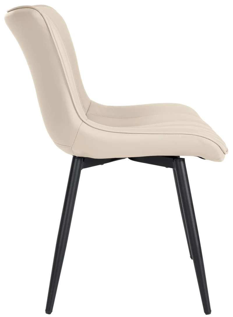 Lot de 2 chaises de salle à manger coutures décoratives verticales avec pieds en métal noir assise en PVC crème 10_0001730