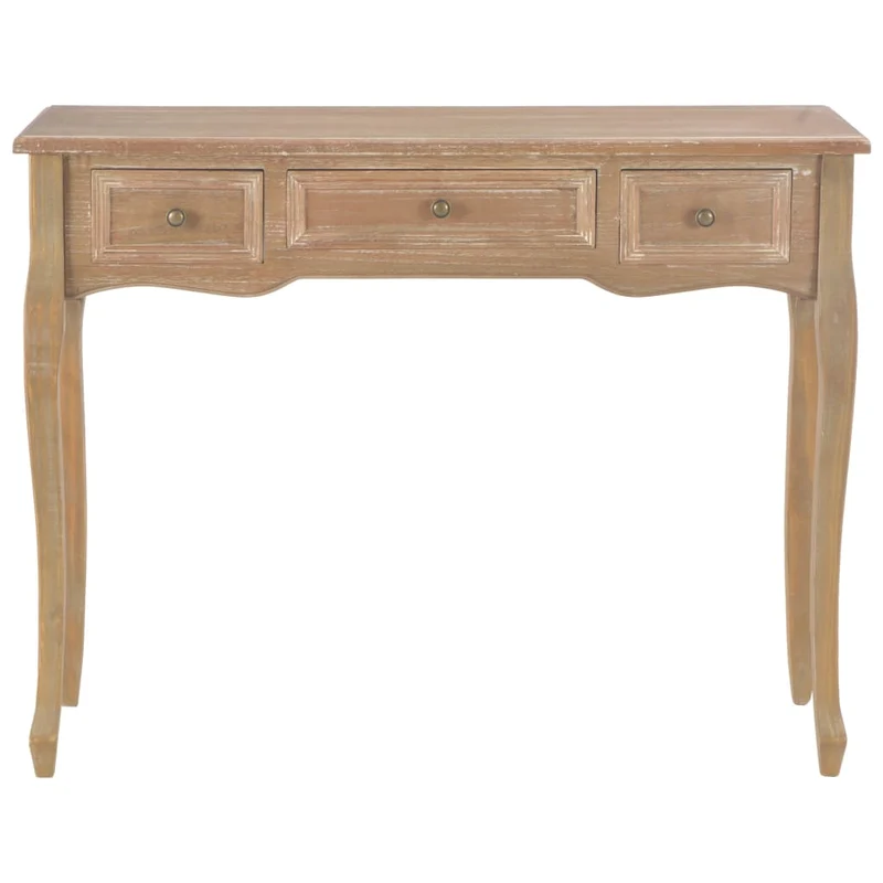Table de console table de coiffeuse avec 3 tiroirs 100 x 35 x 78 cm MDF + bois de pin marron DEC032566