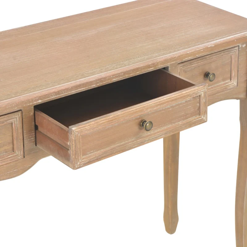 Table de console table de coiffeuse avec 3 tiroirs 100 x 35 x 78 cm MDF + bois de pin marron DEC032566