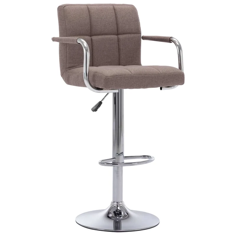 Tabourets de bar x2 chaises haute avec dossier et accoudoirs en tissu taupe cadre en acier DEC029408
